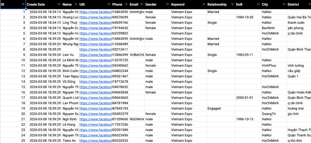 Leads Google Sheet Database